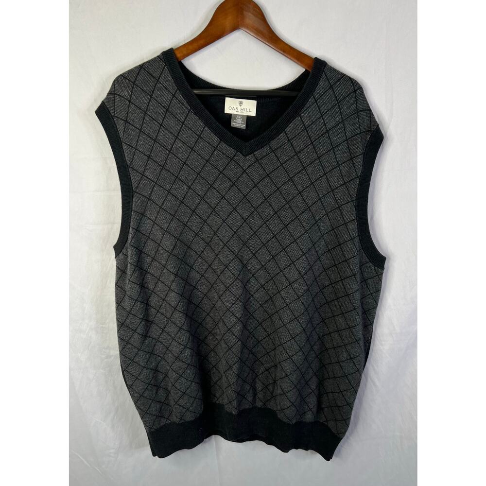 Oak Hill men knit sweater vest Cotton diamond pattern size 2XL